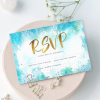 B'nai Mitzvah moderne or turquoise aquarelle
