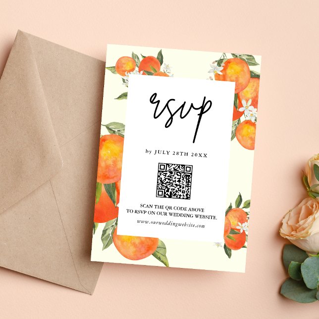 Cartons Réponse Boho Abstract Sketchy Orange Garden Wedding (Boho abstract orange RSVP card makes responses easy with warm, artistic wedding charm.)