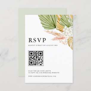 Cartons Réponse Boho Aquarelle Tropicale Palm Feuille QR Code