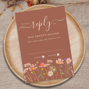 Cartons Réponse Boho Automne Fleurs Sauvages Terre Cuite Rouille B