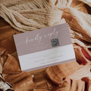 Cartons Réponse Boho Chic Dusty Rose Pink Mail In et QR Code