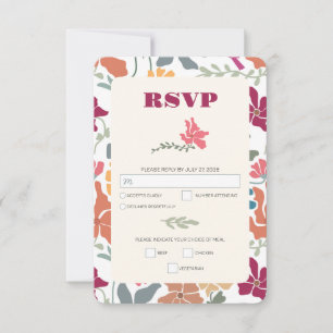 Cartons Réponse Boho Chic Floral Mariage Rétro Milieu de Siècle