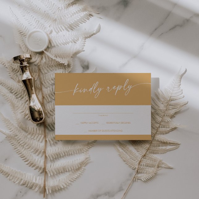 Cartons Réponse Boho Chic Jaune Marigold Simple Mariage (Créateur téléchargé)