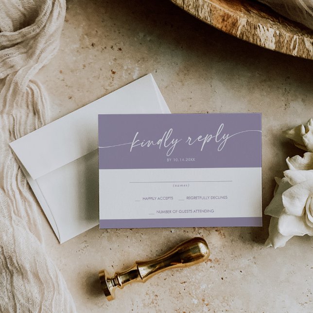 Cartons Réponse Boho Chic Lavande Purple Simple Mariage (Créateur téléchargé)