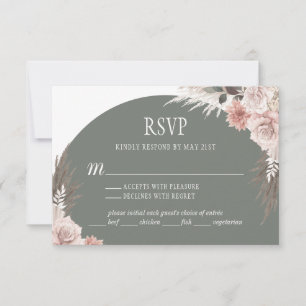 Cartons Réponse Boho Chic Pampas Grass Sage Vert Floral Mariage