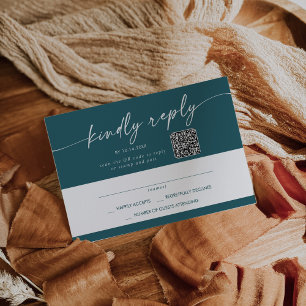 Cartons Réponse Boho Chic Turquoise Blue Mail In et QR Code