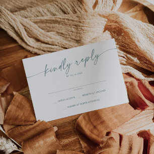 Cartons Réponse Boho Chic Turquoise et blanc Simple Mariage