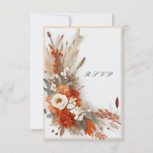 Cartons Réponse Boho Fleurs Couleurs d'Automne, Mariage d'Automne 