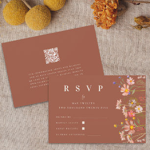 Cartons Réponse Boho Floral Automne Terracotta Beige Code Qr Maria