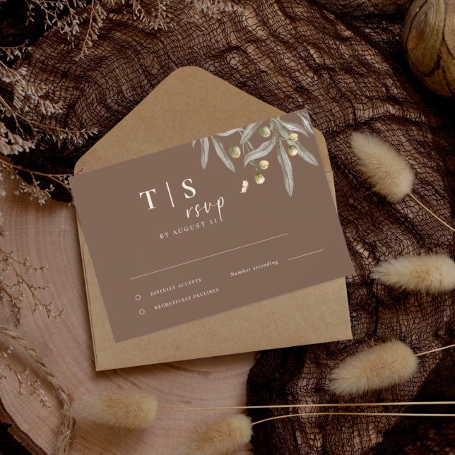 Cartons Réponse Boho Mariage Beige Botanique (Créateur téléchargé)