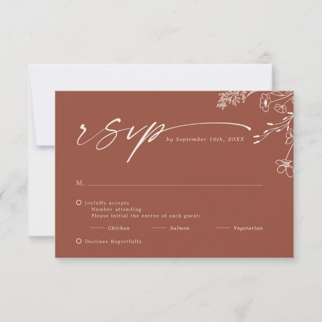 Cartons Réponse Boho Minimalist Terracotta Burnt Orange Wedding (Devant)