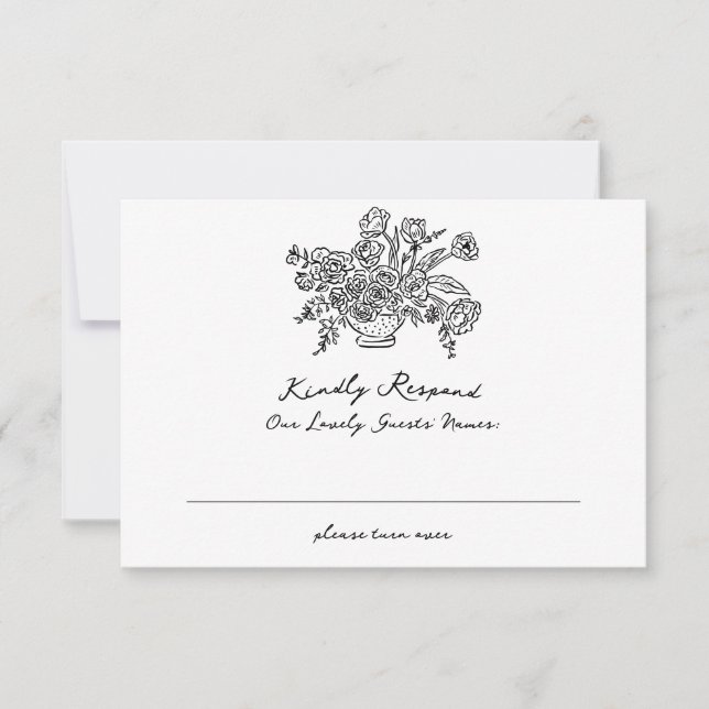 Cartons Réponse Boho Modern Doodle Site Mariage Qr Code (Devant)