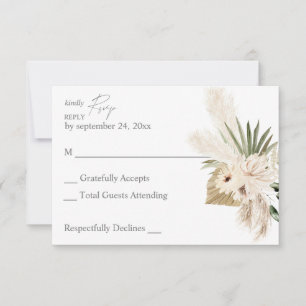 Cartons Réponse Boho Pampas Grass & Beige Floral no Repas