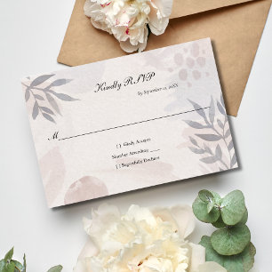 Cartons Réponse Boho Pink Bleu Botanique Feuille Mariage aquarelle