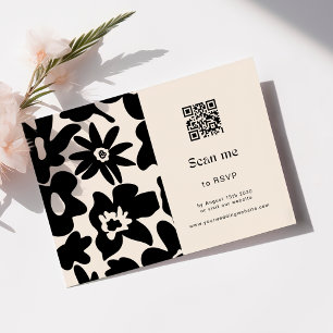 Cartons Réponse Boho Retro Floral QR Code Mariage