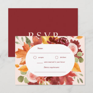 Cartons Réponse Boho Romantic Floral Bourgogne Mariage de automne