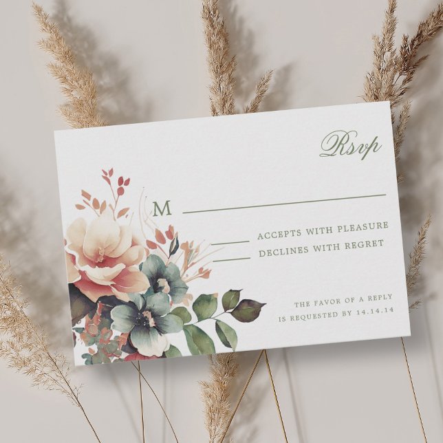 Cartons Réponse Boho romantique Automne Automne Floral Mariage RSV (Romantic Boho Fall Autumn Floral Wedding RSVP )