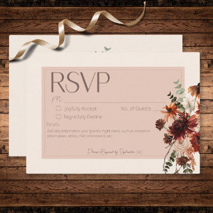 Cartons Réponse Boho Rust & Cream Automne Floral Sans Dîner
