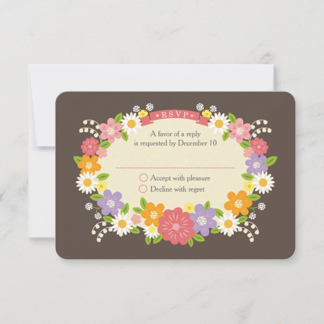 Cartons Réponse Boho Rustic Floral Mariage (Devant)