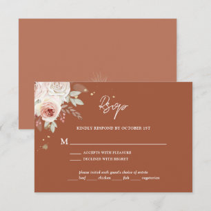 Cartons Réponse Boho Rustic Floral Terracotta Mariage