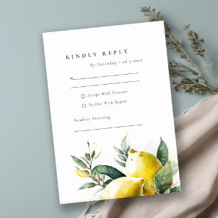 Cartons Réponse Boho Rustique Aquarelle Jaune Citron Jaune Mariage