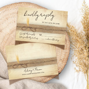 Cartons Réponse Boho Rustique Burlap Eco Wood Pampass Grass Mariag