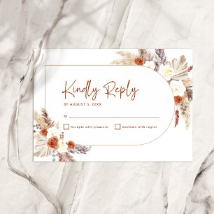 Cartons Réponse Boho Terracotta Pampas Baby shower en herbe