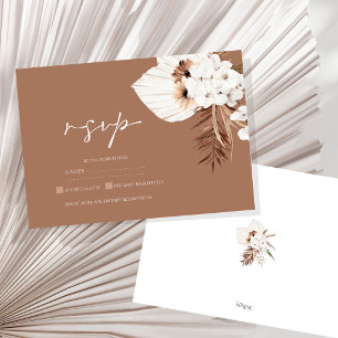 Cartons Réponse Boho Terracotta Pampas Brown Mariage Floral Grass