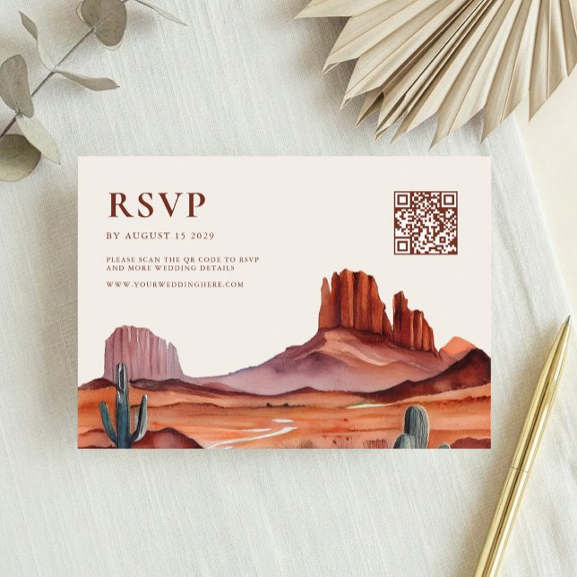 Cartons Réponse Boho Watercolor Desert Mariage (Créateur téléchargé)