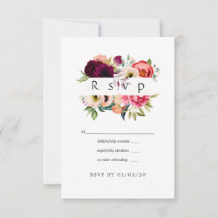 Cartons Réponse Boho Watercolor Mariage Floral