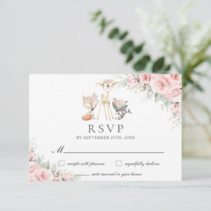 Cartons Réponse Bois Animaux Doux Blush Rose Floral Vert