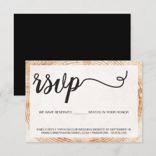 Cartons Réponse Bois rustique anneau mariage places réservées