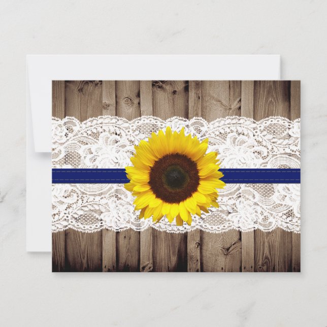 Cartons Réponse Bois rustique et dentelle avec mariage tournesol R (Devant)