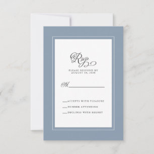 Cartons Réponse Boîtier de calligraphie élégant Dusty Blue Mariage