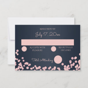 Cartons Réponse Bokeh Pink et Navy Blue Mariage Response