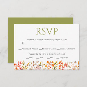 Cartons Réponse Bordure de feuilles et de baies mariage vert olive