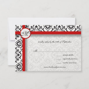 Cartons Réponse Bordures latérales en damas noir Mariage à manches