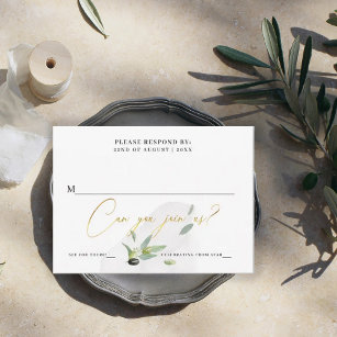 Cartons Réponse Botanical Olive Branch Gold Elegant Calligraphy
