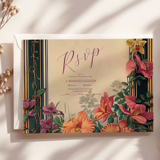 Cartons Réponse Botanique Bliss Fleur sauvage Art Nouveau Mariage (Créateur téléchargé)