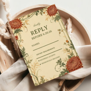 Cartons Réponse Botanique Chrysanthème Vintage