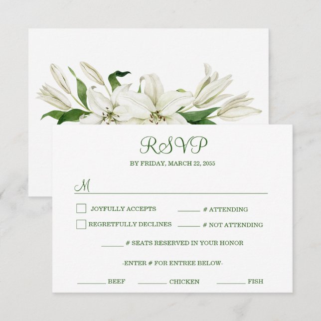 Cartons Réponse Botanique moderne | Mariage blanc (Devant / Derrière)