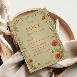 Cartons Réponse Botanique Poppy Vintage