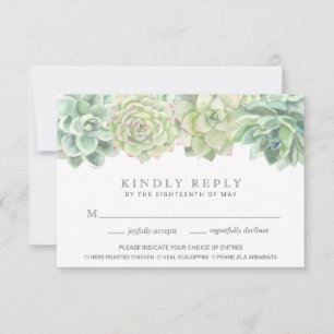 Cartons Réponse Botanique Vert Succulents Meal Choice Mariage
