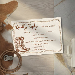 Cartons Réponse Bottes de cowboy occidentales choix de repas de ma