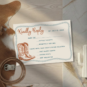 Cartons Réponse Bottes de cowboy occidentales Choix de repas de ma