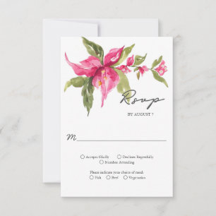 Cartons Réponse Bougainvilliers tropicaux Mariage d'aquarelle