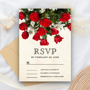 Cartons Réponse Bouquet de roses rouges romantiques pour mariage
