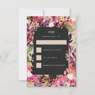 Cartons Réponse Bouquet romantique Hot Pink Black Gold Mariage
