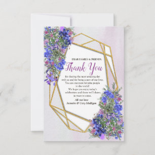 Cartons Réponse Bouquets de fleurs géométriques Gold et Lavender