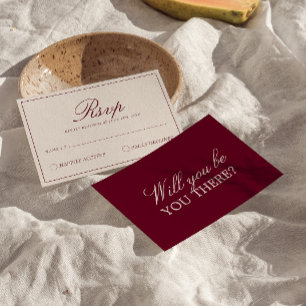 Cartons Réponse Bourgogne Crème Élégant Mariage Luxueux